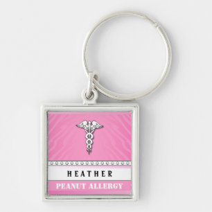 Chaveiro alerta médico - personalize - ROSA