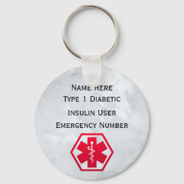 Chaveiro Alerta para diabéticos Personalizado Tipo 1 ou 2