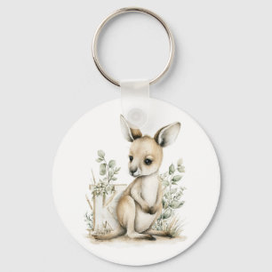 Chaveiro Alfabeto de canguru bebê em aquarela fofa
