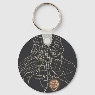 Chaveiro Alfinete de Mapa de Futebol Minimalista em Linha d
