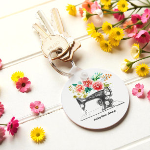 Chaveiro Algodão Da Vintagem Da Máquina De Costura Preta