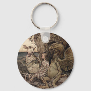 Chaveiro Alice com o Gryphon e a tartaruga trocista