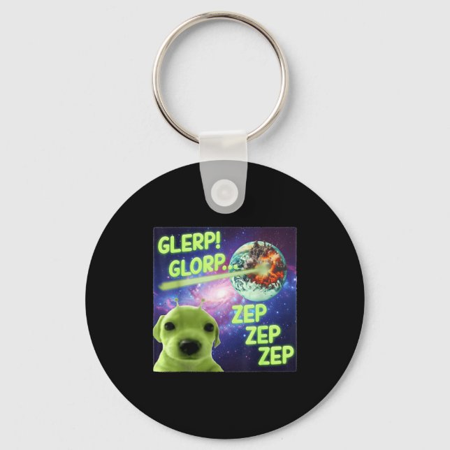 Chaveiro Alien Dog Meme Glerp Glorp Funny Space Laser Gift  (Frente)