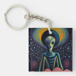 Chaveiro alienígena do estilo 1940 com halo
