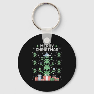 Chaveiro Alienígena engraçada Trio Feliz de Natal Feio Sant