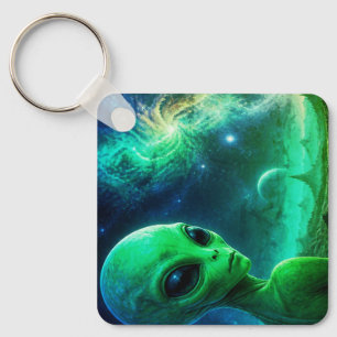 Chaveiro Alienígena Extraterrestre Olhando por Cima do Ombr