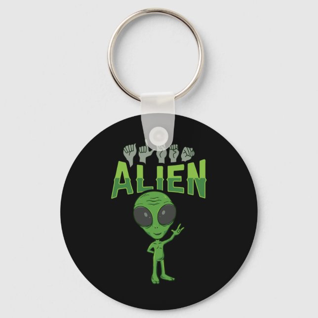 Chaveiro ALIENÍGENA ILY ASL Gesto manual surdo surdo perda  (Frente)