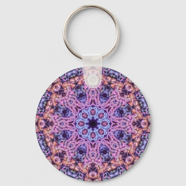 Chaveiro Alienígena Psicodélico Roxo Caleidoscópico Mandala (Frente)
