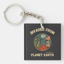 Chaveiro Aliens e astronautas no espaço Engraçado Design