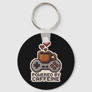 Chaveiro Alimentado Por Café Arte Pixel Gamer Amante De Caf