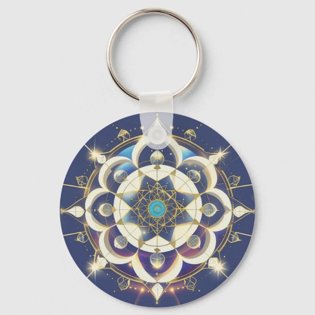 Chaveiro Alinhamento Estelar Dourado – Um Universo de Geome (Frente)
