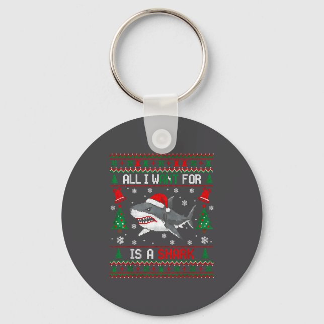 Chaveiro All-i-want-for Christmas Is A Shark, Funny Shark C (Frente)