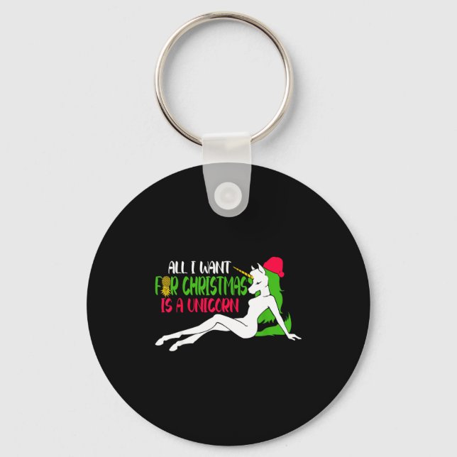 Chaveiro All I Want For Christmas Is A Unicorn - Christmas  (Frente)
