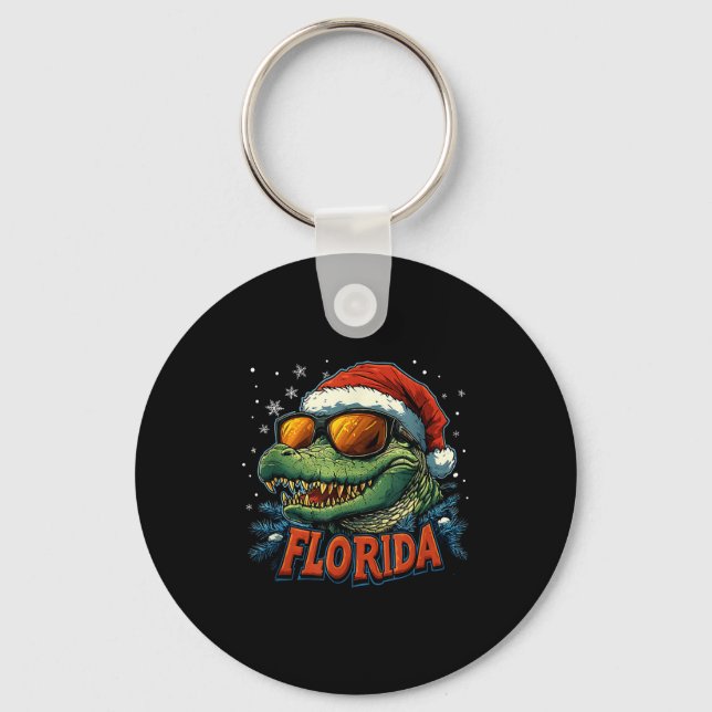 Chaveiro Alligator Santa Funny Florida Holiday Christmas Xm (Frente)