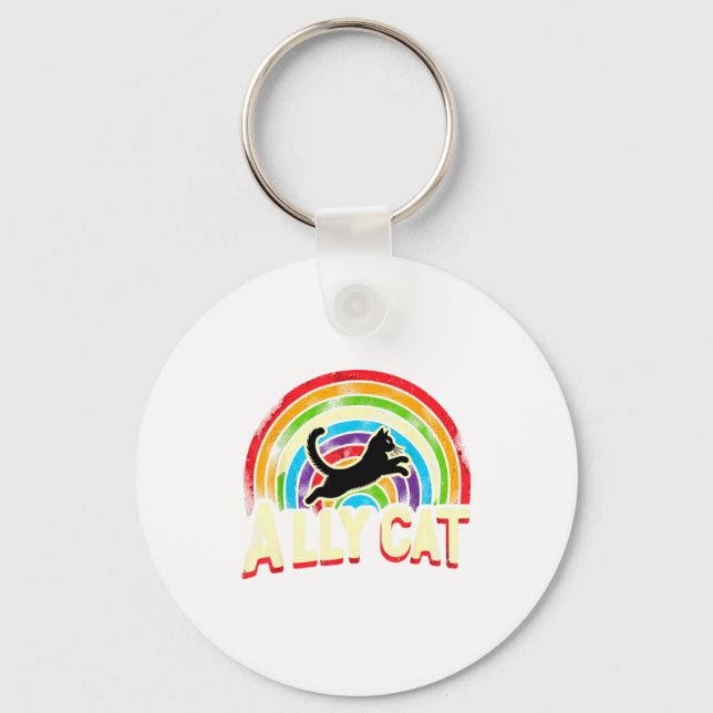 Chaveiro Ally Cat Lgbt Pride Cat  (Frente)