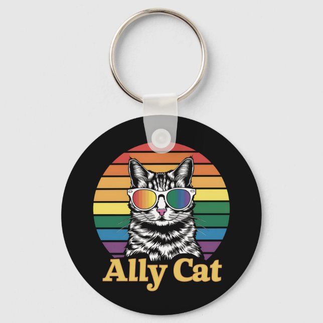 Chaveiro Ally Cat LGBT Sinalizador LGBTQ Gift (Frente)