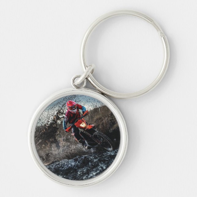 Chaveiro almofada de lançamento de motoqueiro de terra (Frente)