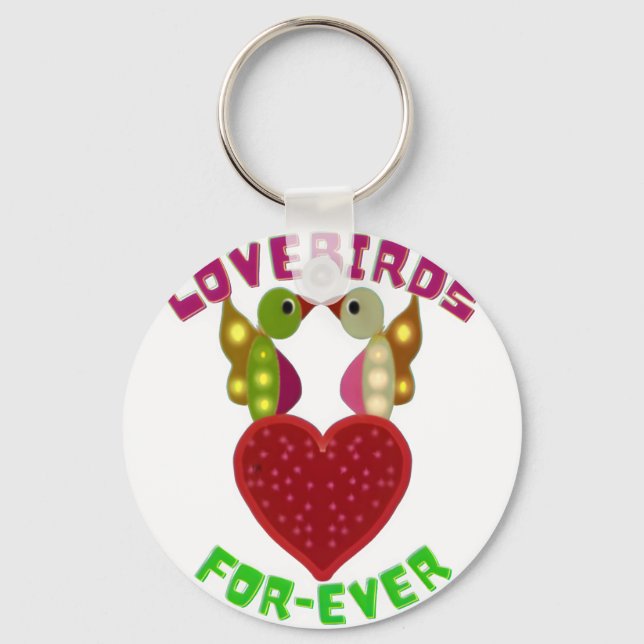 Chaveiro Almofada Decorativa com Coração e Pássaros Amoroso (Frente)