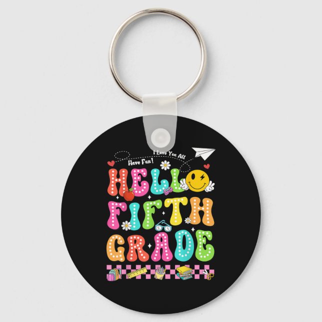 Chaveiro Alô, 5º ano, sorria voltado para o professor (Frente)