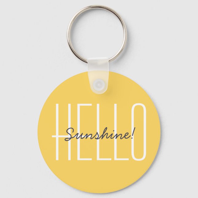 Chaveiro Alô Sunshine Modern Typografia Quote Amarelo (Frente)