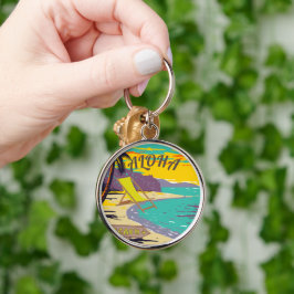 Chaveiro Aloha Hawaii, praia vintage, pintura por sol grand