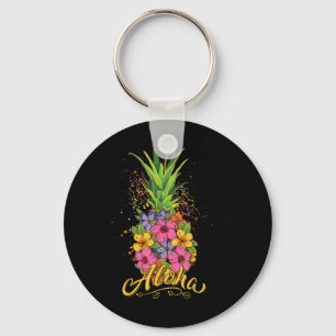 Chaveiro Aloha Pineapple Hibiscus Women Teen Girl Havaiana