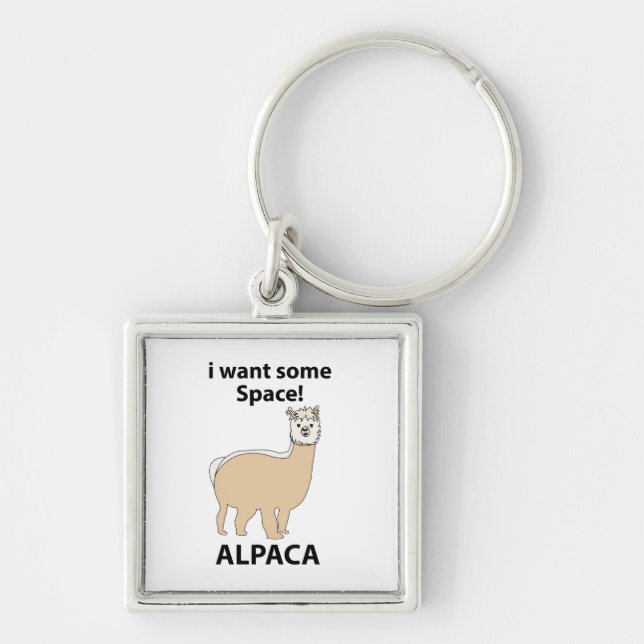 Chaveiro Alpaca Eu Quero Espaço Alpaca Engraçado (Frente)