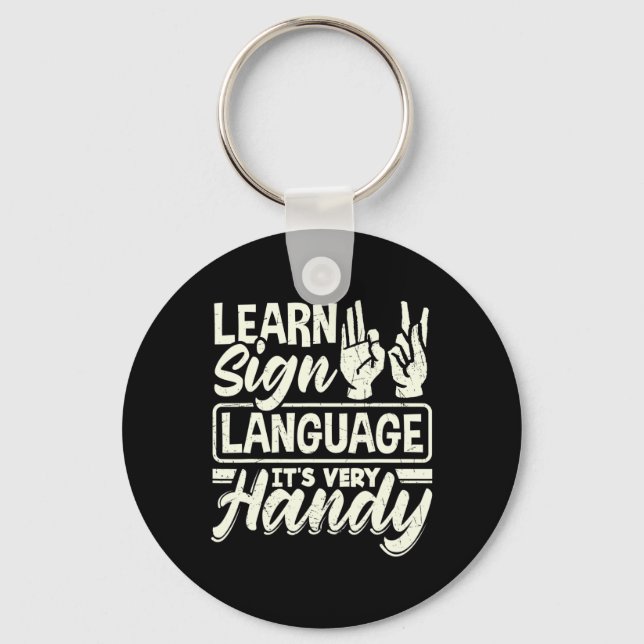 Chaveiro Alphabet Teacher American Sing Language É Muito H (Frente)