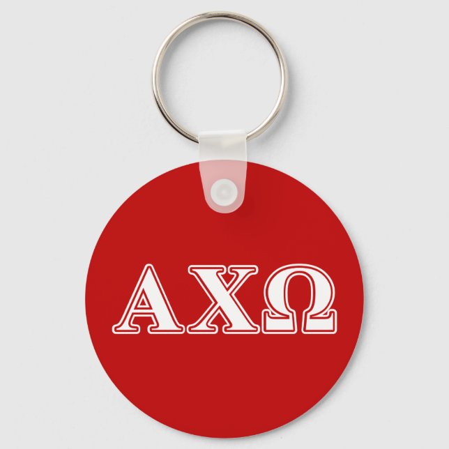 Chaveiro Alphi Chi Omega Letras Brancas e Vermelhas (Frente)