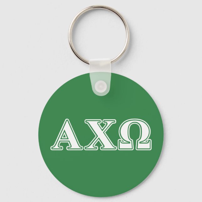 Chaveiro Alphi Chi Omega White e Green Letters (Frente)