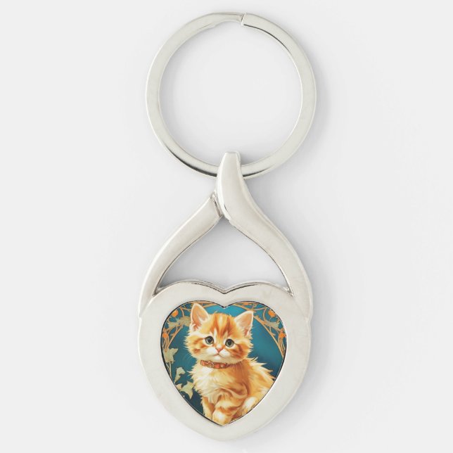 Chaveiro Alphonse Mucha Art Nouveau Cat (Frente)