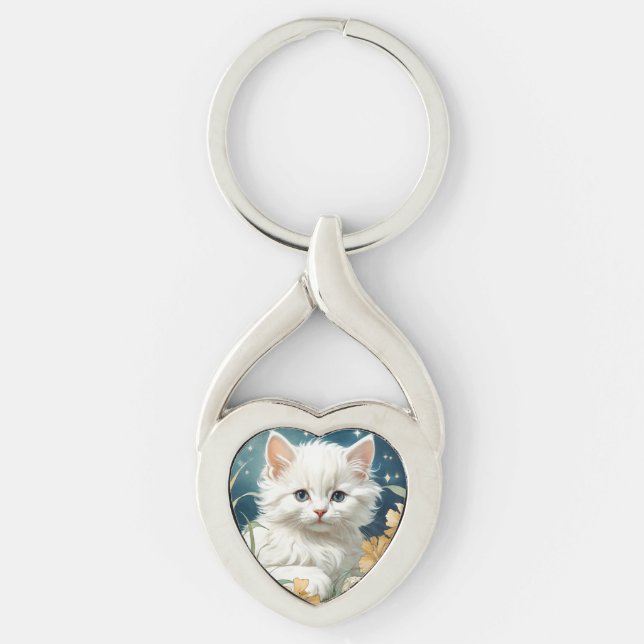 Chaveiro Alphonse Mucha Art Nouveau Kitten (Frente)