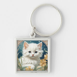 Chaveiro Alphonse Mucha Art Nouveau Kitten