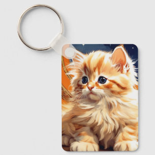Chaveiro Alphonse Mucha Art Nouveau Orange Cat