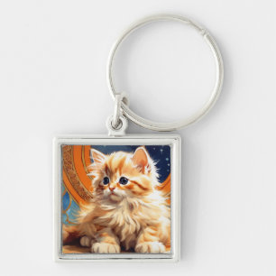 Chaveiro Alphonse Mucha Art Nouveau Orange Cat