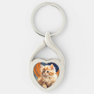 Chaveiro Alphonse Mucha Art Nouveau Orange Cat