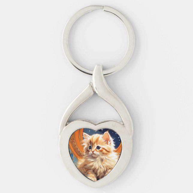 Chaveiro Alphonse Mucha Art Nouveau Orange Cat (Frente)