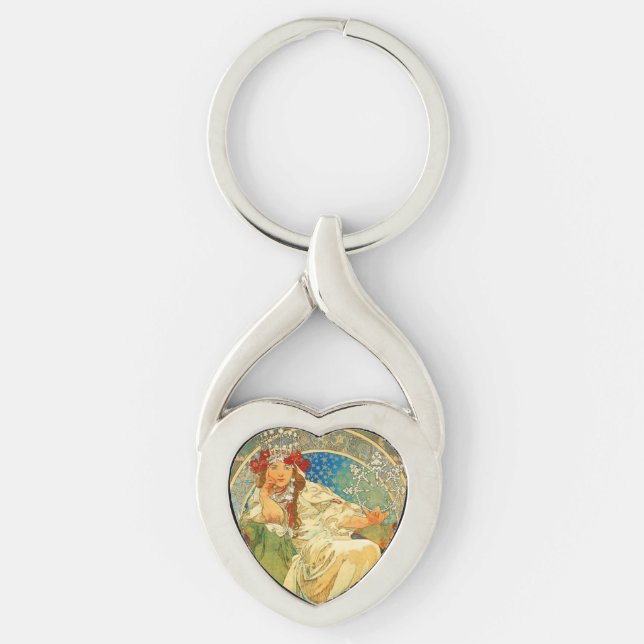 Chaveiro Alphonse Mucha Art Nouveau Princess Hyacinth (Frente)