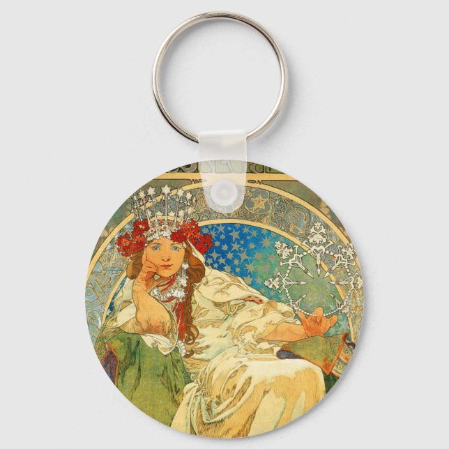 Chaveiro Alphonse Mucha Art Nouveau Princess Hyacinth (Frente)