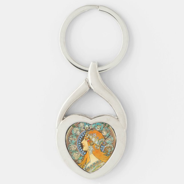 Chaveiro Alphonse Mucha Art Nouveau Zodiac (Frente)