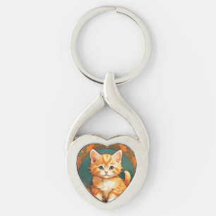 Chaveiro Alphonse Mucha Style Orange Cat