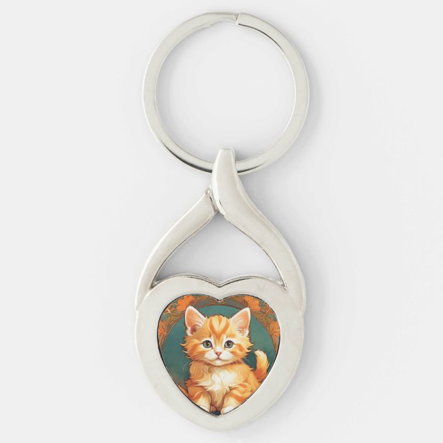Chaveiro Alphonse Mucha Style Orange Cat (Frente)