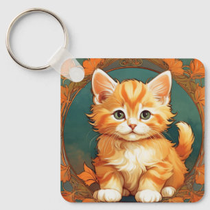 Chaveiro Alphonse Mucha Style Orange Cat