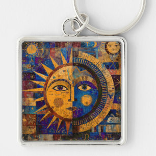Chaveiro Alquimia Mística Celestial Sol Lua