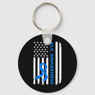 Chaveiro Als Consciência Blue Ribbon Flag American Flag