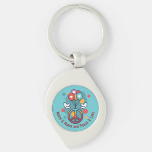 Chaveiro Alterar Nome Texto Paz Amor Boho Hippie Doves