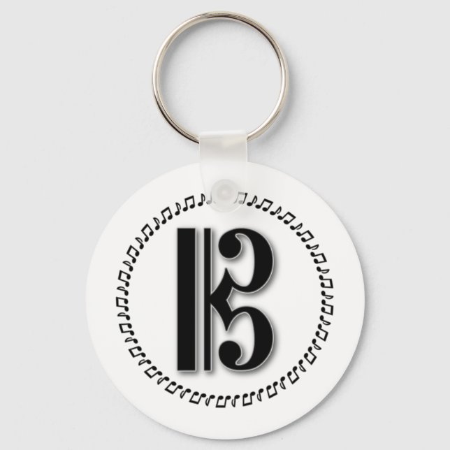 Chaveiro Alto ou Tenor Clef Music Note Design C Clef (Frente)