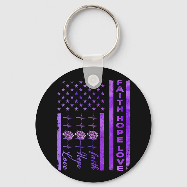 Chaveiro Alzheimers Sensibiliza Fé Esperança Ama Roxo (Frente)