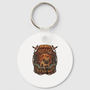 Chaveiro Am Night Fear Me Pug Halloween Moon_1
