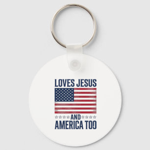 Chaveiro Ama Jesus E a América Também Camisa Cristã Patriót